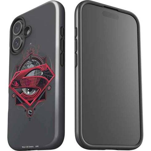 DC Comics Superman Grey Eye Collage iPhone 16 Plus Impact Case