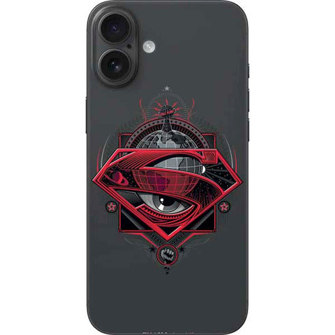 DC Comics Superman Grey Eye Collage iPhone 16 Plus Skin