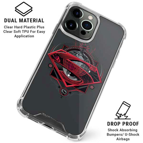 DC Comics Superman Grey Eye Collage iPhone 16 Pro Max Clear Case