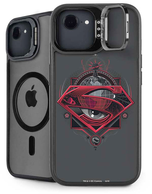 DC Comics Superman Grey Eye Collage iPhone 16e Kickstand Case