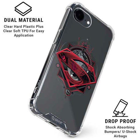 DC Comics Superman Grey Eye Collage iPhone 16e Clear Case