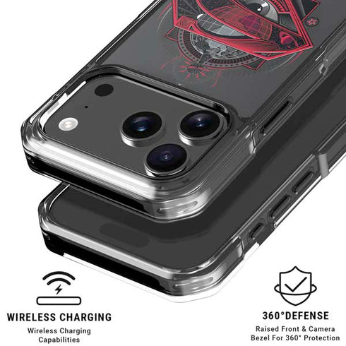 DC Comics Superman Grey Eye Collage iPhone 18 Pro Clear Case