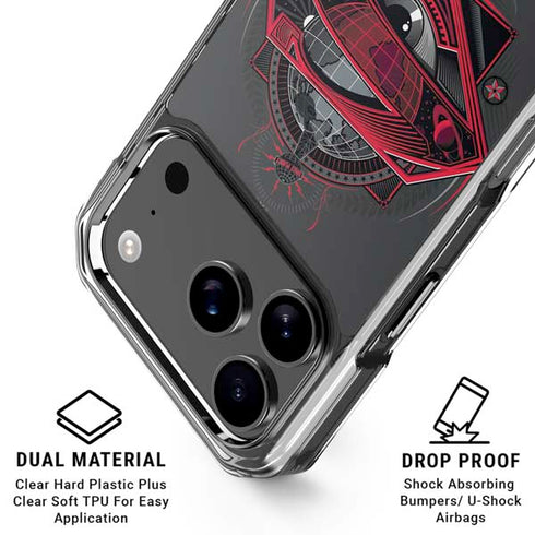 DC Comics Superman Grey Eye Collage iPhone 18 Pro Clear Case