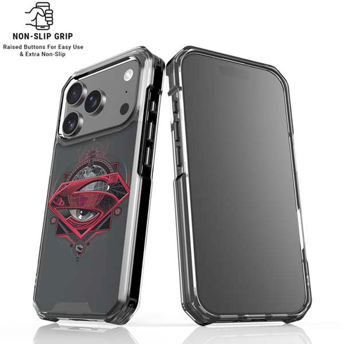DC Comics Superman Grey Eye Collage iPhone 18 Pro Clear Case