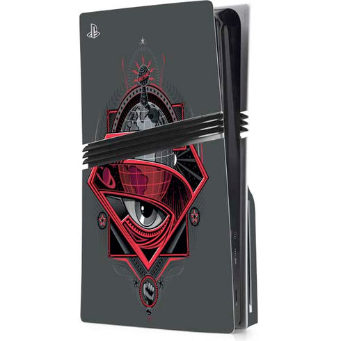DC Comics Superman Grey Eye Collage PS5 Pro Disk Console Skin
