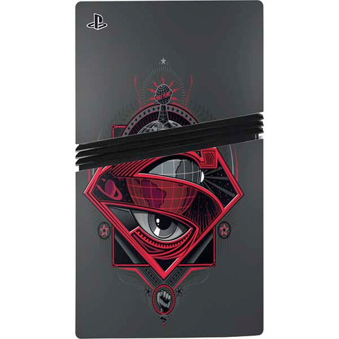 DC Comics Superman Grey Eye Collage PS5 Pro Disk Console Skin