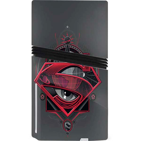DC Comics Superman Grey Eye Collage PS5 Pro Disk Console Skin