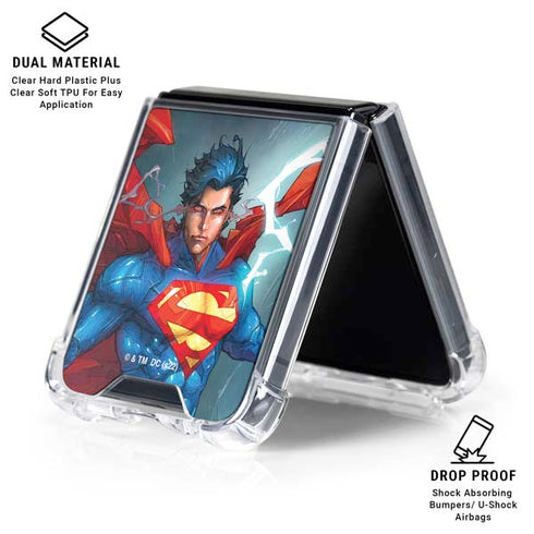 DC Comics Superman Heat Vision Galaxy Z Flip7 Clear Case