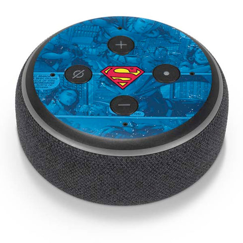 DC Comics Superman Logo Background Pattern Amazon Echo Dot Skin