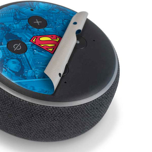 DC Comics Superman Logo Background Pattern Amazon Echo Dot Skin