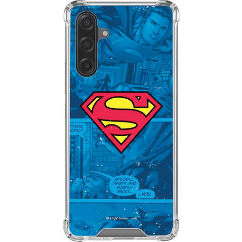 DC Comics Superman Logo Background Pattern Galaxy A17 Clear Case