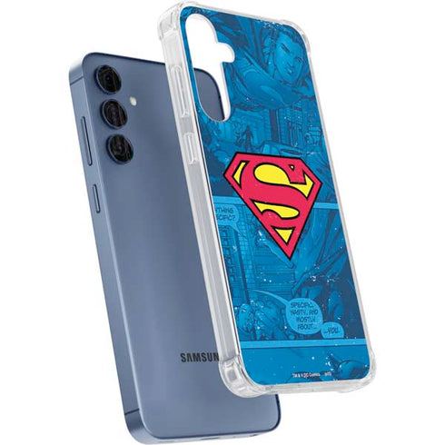 DC Comics Superman Logo Background Pattern Galaxy A35 5G Clear Case