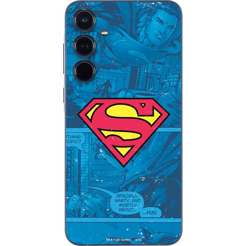 DC Comics Superman Logo Background Pattern Galaxy A35 5G Skin
