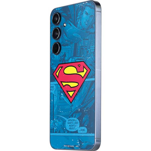 DC Comics Superman Logo Background Pattern Galaxy A35 5G Skin