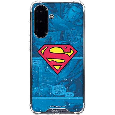 DC Comics Superman Logo Background Pattern Galaxy A36 5G Clear Case