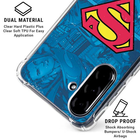 DC Comics Superman Logo Background Pattern Galaxy A36 5G Clear Case