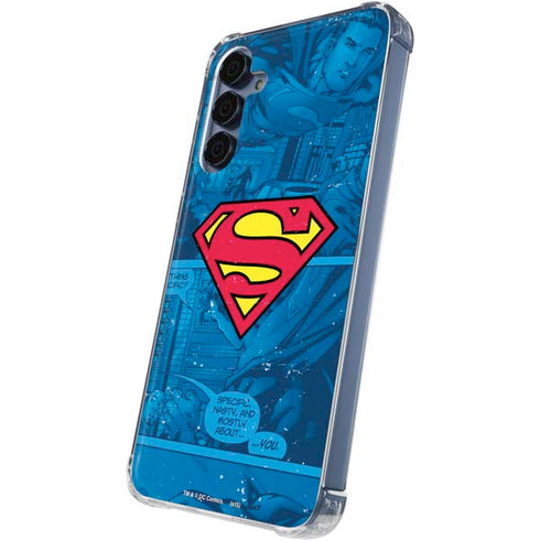 DC Comics Superman Logo Background Pattern Galaxy A55 5G Clear Case