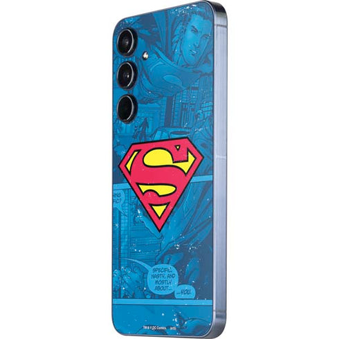 DC Comics Superman Logo Background Pattern Galaxy A55 5G Skin