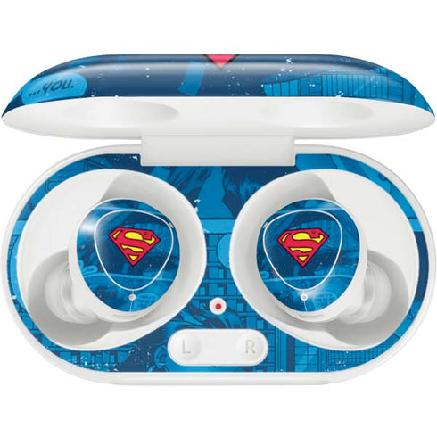 DC Comics Superman Logo Background Pattern Galaxy Buds Plus Skin