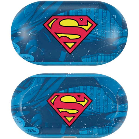 DC Comics Superman Logo Background Pattern Galaxy Buds Plus Skin