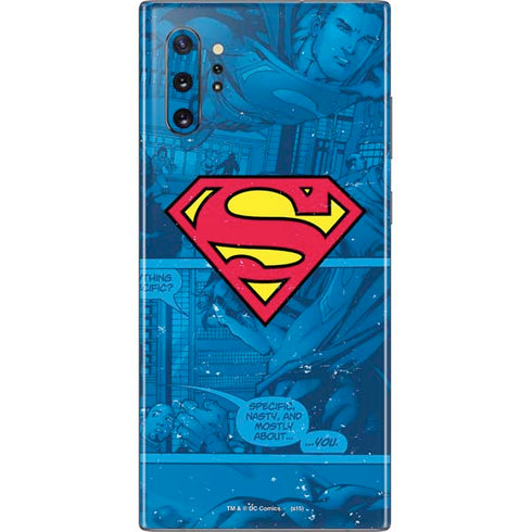 DC Comics Superman Logo Background Pattern Galaxy Note 10 Plus Skin