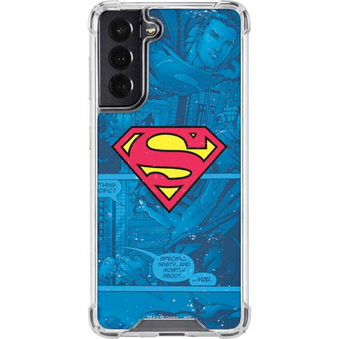 DC Comics Superman Logo Background Pattern Galaxy S22 Clear Case