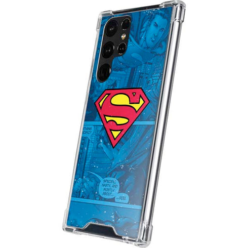 DC Comics Superman Logo Background Pattern Galaxy S23 Ultra Clear Case