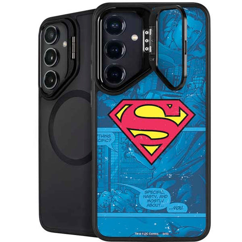 DC Comics Superman Logo Background Pattern Galaxy S25 Kickstand Case
