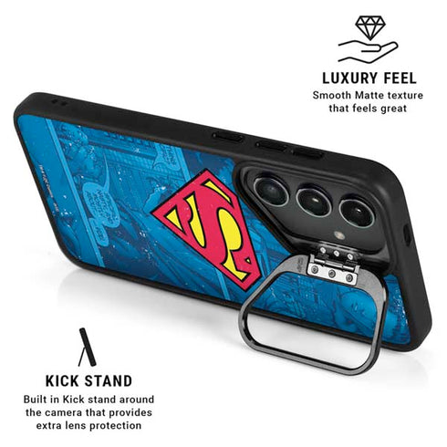 DC Comics Superman Logo Background Pattern Galaxy S25 Kickstand Case