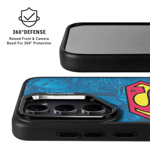DC Comics Superman Logo Background Pattern Galaxy S25 Kickstand Case