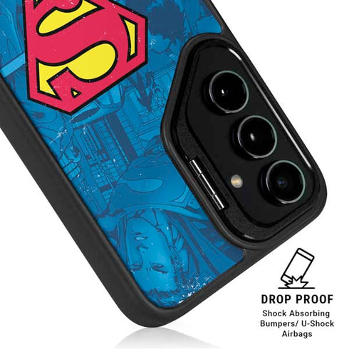 DC Comics Superman Logo Background Pattern Galaxy S25 Kickstand Case