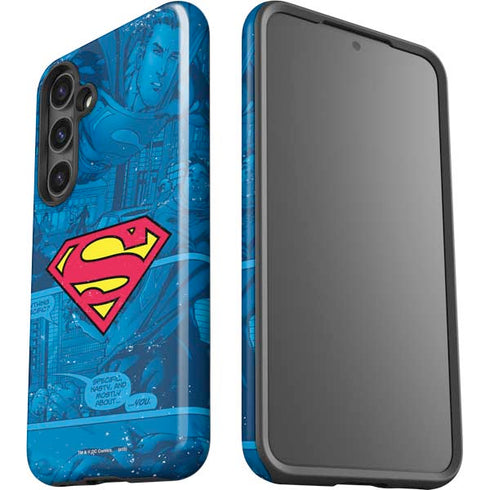 DC Comics Superman Logo Background Pattern Galaxy S25 Plus Impact Case
