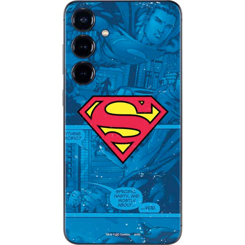 DC Comics Superman Logo Background Pattern Galaxy S25 Plus Skin