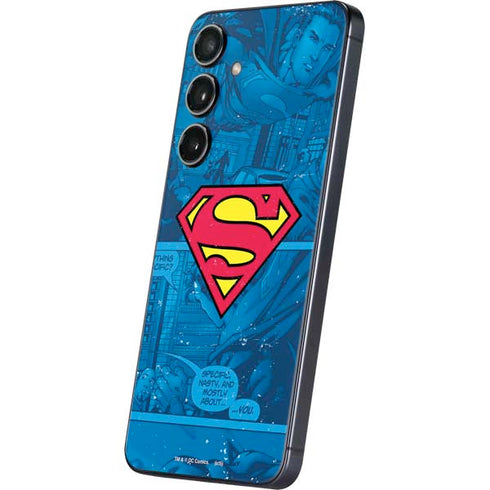 DC Comics Superman Logo Background Pattern Galaxy S25 Plus Skin