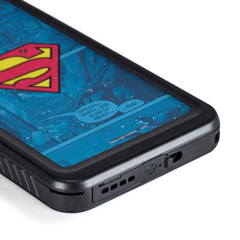 DC Comics Superman Logo Background Pattern Galaxy S24 Plus Waterproof Case