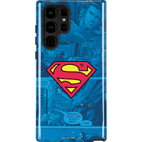 DC Comics Superman Logo Background Pattern Galaxy S25 Ultra Impact Case