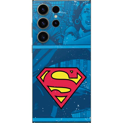 DC Comics Superman Logo Background Pattern Galaxy S24 Ultra Skin