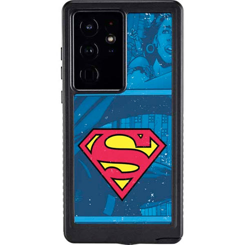 DC Comics Superman Logo Background Pattern Galaxy S24 Ultra Waterproof Case