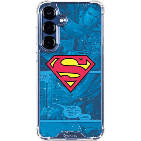 DC Comics Superman Logo Background Pattern Galaxy S25 Clear Case