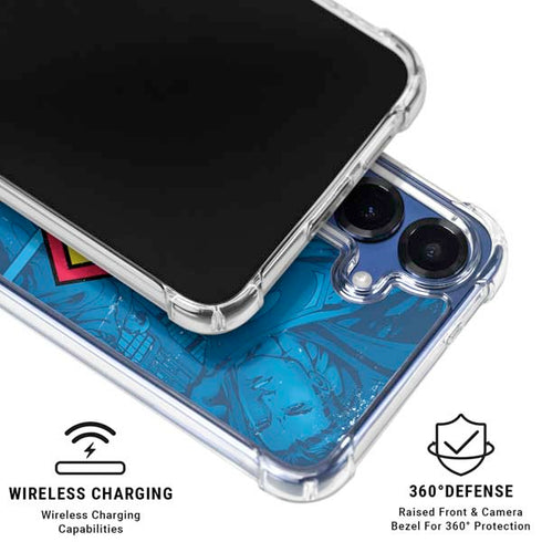 DC Comics Superman Logo Background Pattern Galaxy S25 Plus Clear Case