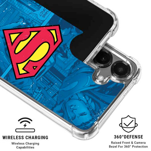 DC Comics Superman Logo Background Pattern Galaxy S26 Clear Case