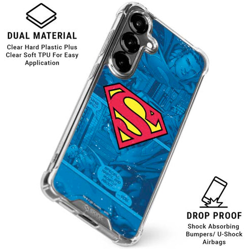 DC Comics Superman Logo Background Pattern Galaxy S26 Clear Case