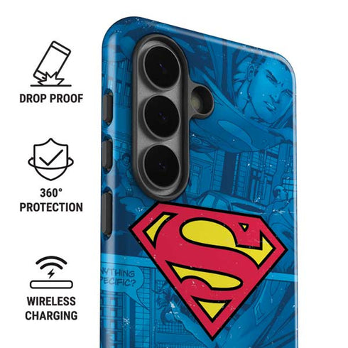 DC Comics Superman Logo Background Pattern Galaxy S26 Impact Case