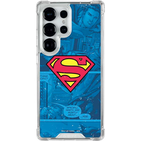 DC Comics Superman Logo Background Pattern Galaxy S26 Ultra Clear Case
