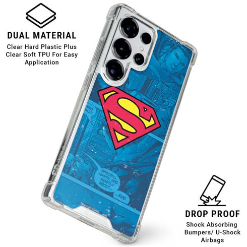 DC Comics Superman Logo Background Pattern Galaxy S26 Ultra Clear Case