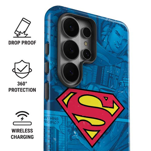 DC Comics Superman Logo Background Pattern Galaxy S26 Ultra Impact Case