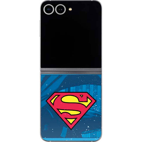 DC Comics Superman Logo Background Pattern Galaxy Z Flip6 Skin