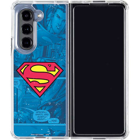 DC Comics Superman Logo Background Pattern Galaxy Z Fold5 5G Clear Case
