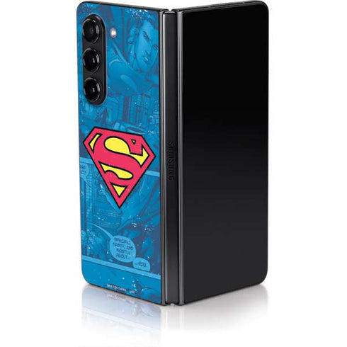 DC Comics Superman Logo Background Pattern Galaxy Z Fold5 5G Skin