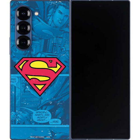 DC Comics Superman Logo Background Pattern Galaxy Z Fold6 Skin